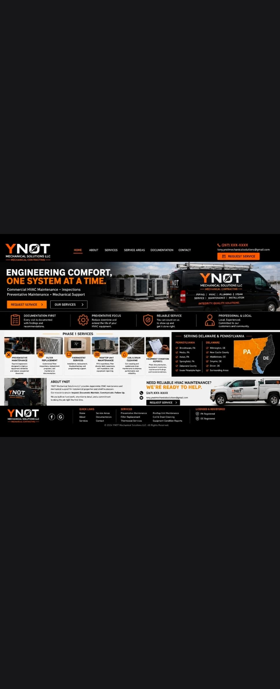 YNOT Mechanical Solutions commercial HVAC service board